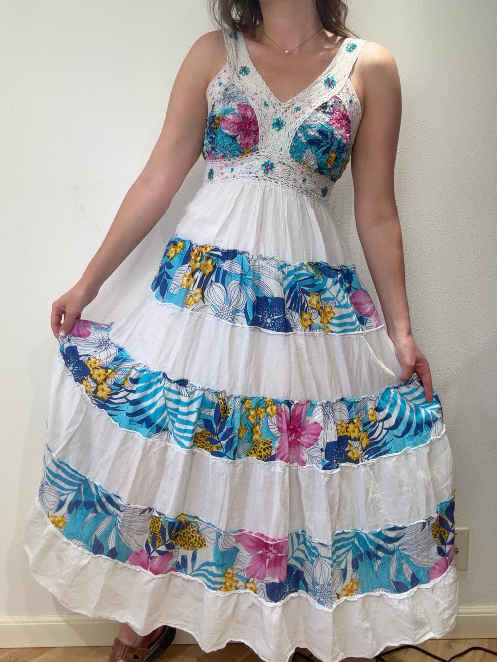 Vintage Floral Tiered Dress